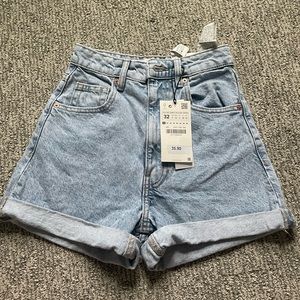 Zara Mom Fit Jean Shorts